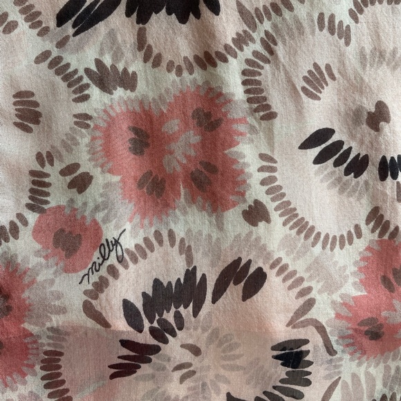 MILLY Floral Blush Silk Ruffle Printed Blouse, Size 6 - Picture 9 of 11